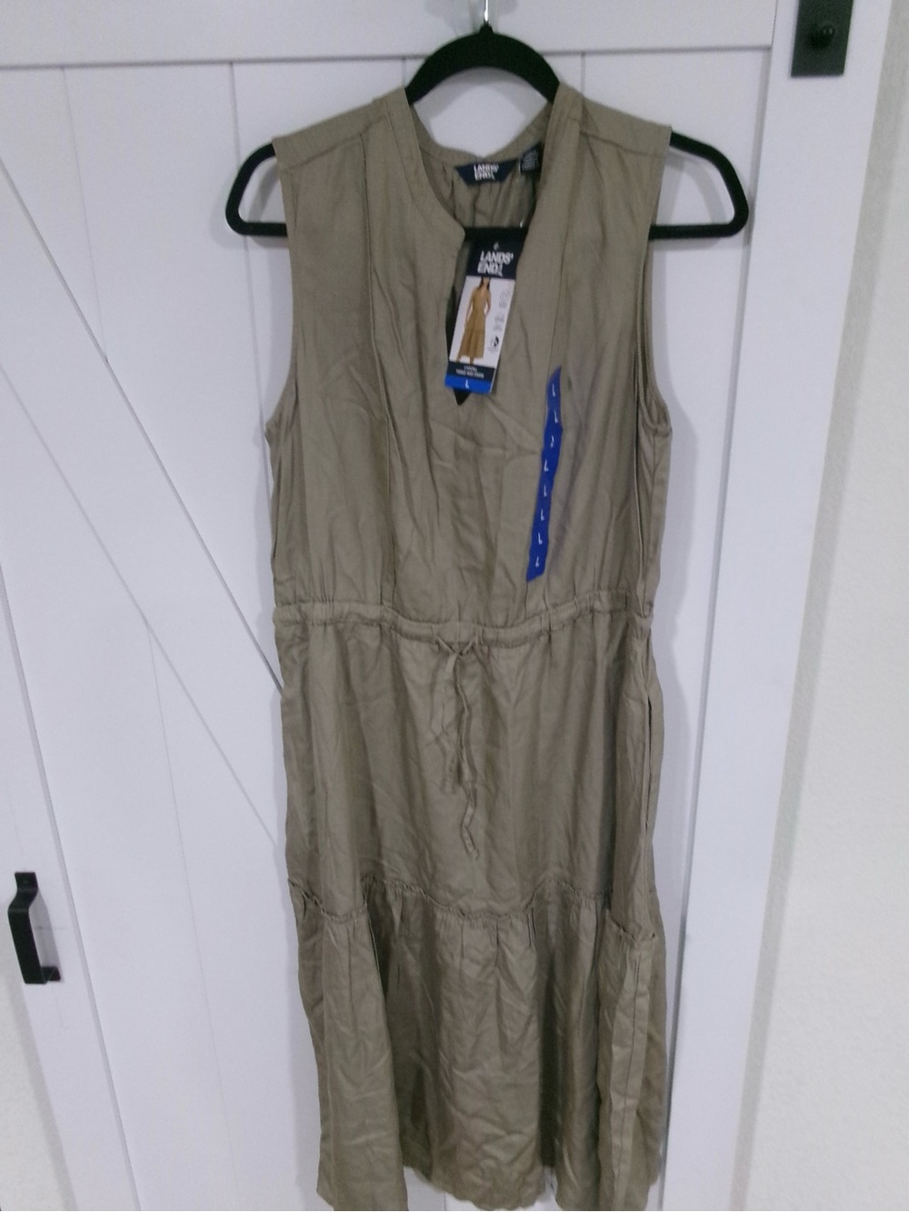 Lands' End Sleeveless Khaki Maxi Dress